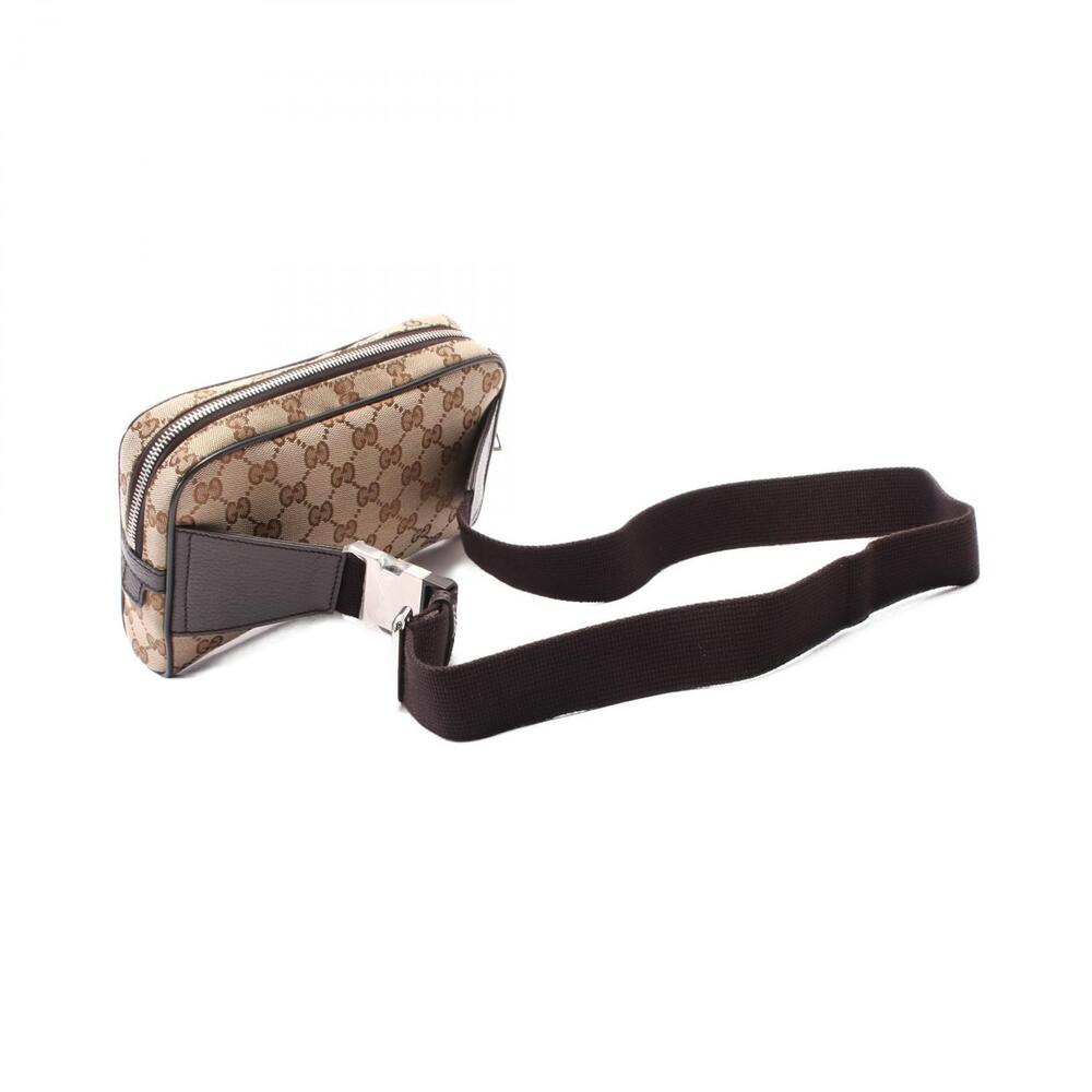 Gucci Body Beige Waist Belt Bag Tan Crossbody Leather Brown Canvas